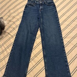 American Eagle Outfitters Wide-Leg Jeans in Dark Blue Wash